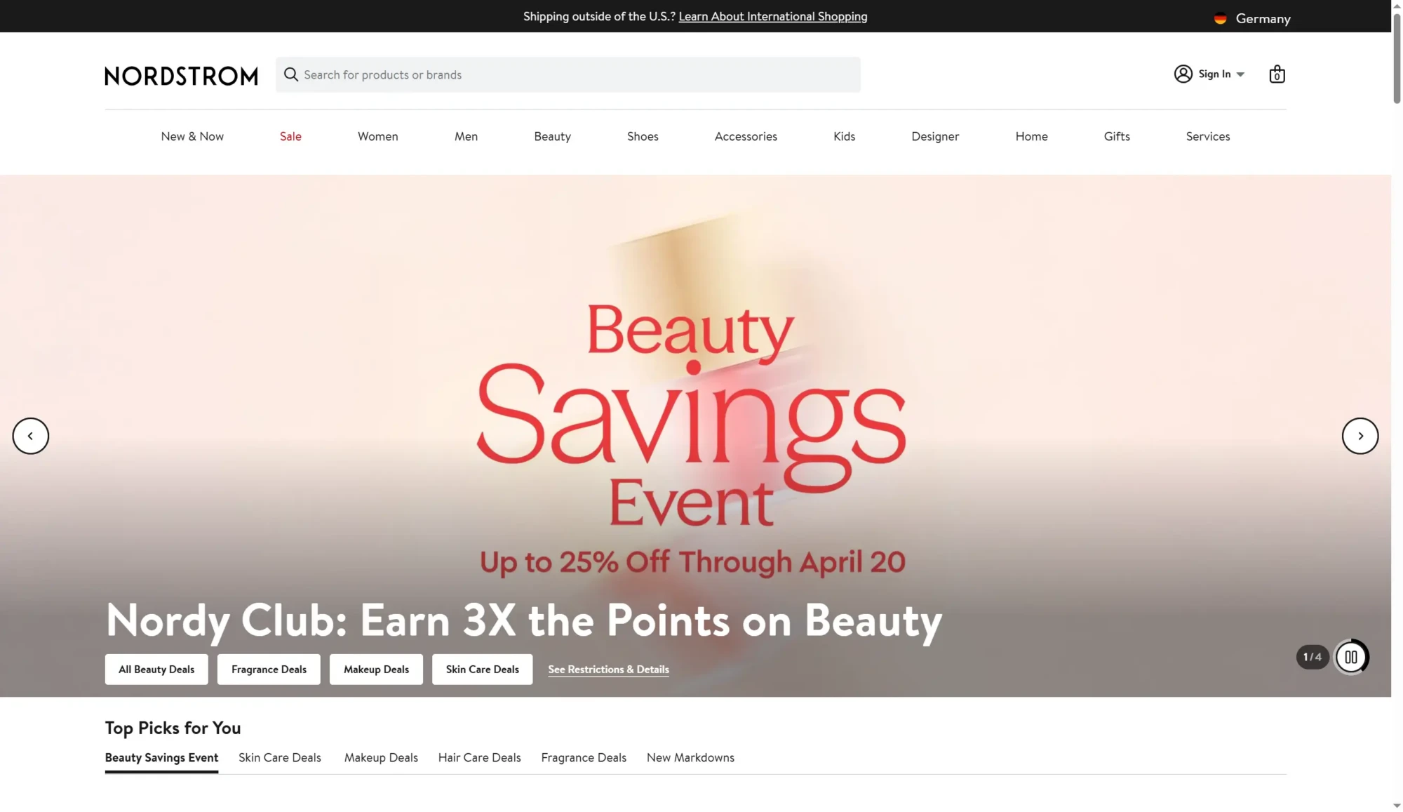 Nordstrom Visa Credit Card screenshot